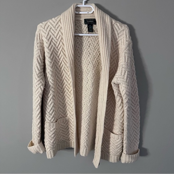 Lauren Ralph Lauren Sweaters - Women’s Lauren Ralph Lauren Hand Knit Fisherman Worsted Wool Cardigan Size M